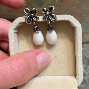 Ann King Sterling Silver and White Stone Earrings